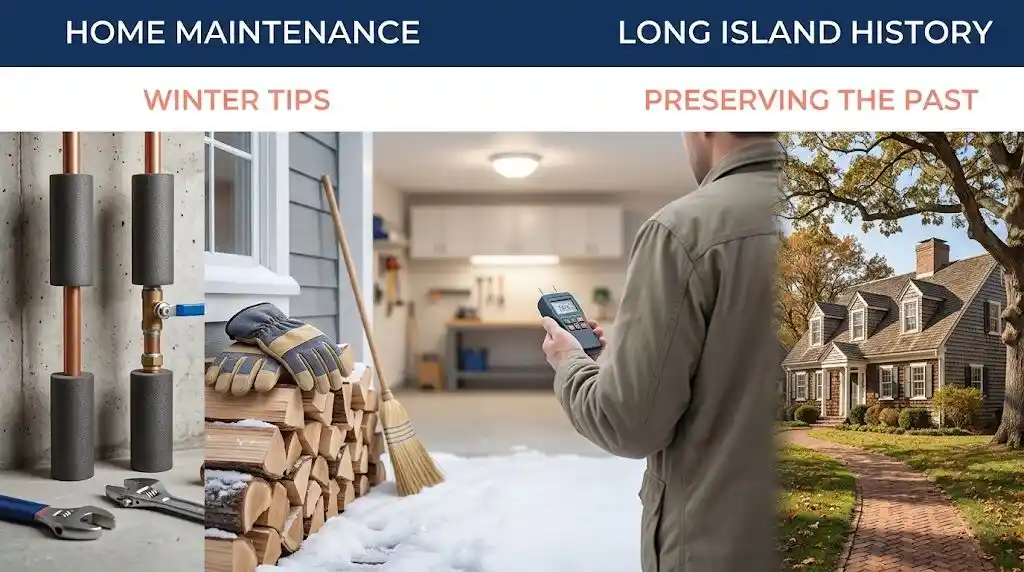 Westbury, NY restoration blog topics: winter home maintenance tips and Long Island history