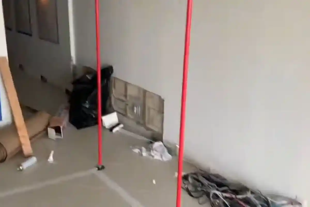 Mold remediation containment and demolition setup in a Westbury NY home