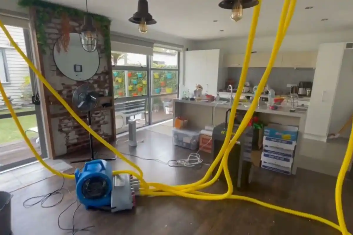 Structural drying with dehumidifier and air movers in a Westbury, NY home